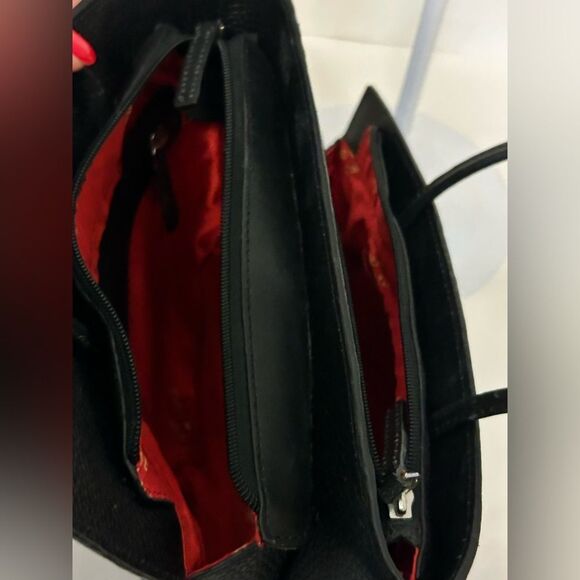 Cleo & Patek Black Italian Leather Asymmetrical Zig Zag Shoulder Hand Bag Purse - Picture 8 of 8